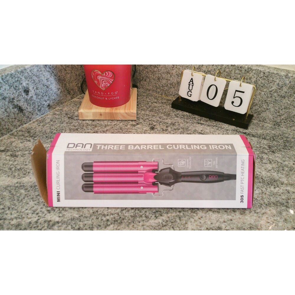 Hot Pink 3-Barrel Hair Crimper Waver Dual Voltage 3 Heat Settings Auto-Off